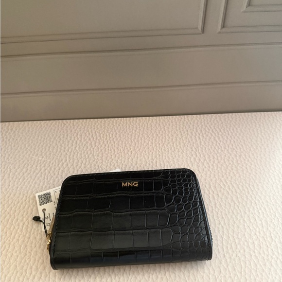 Mango Black Croc-Embossed Wallet - Picture 1 of 9